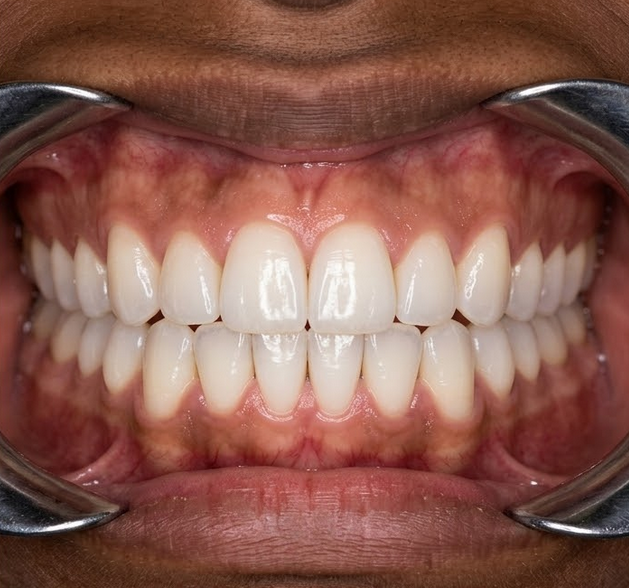 After invisible aligner treatment showing perfectly aligned teeth at Gupta Dental
