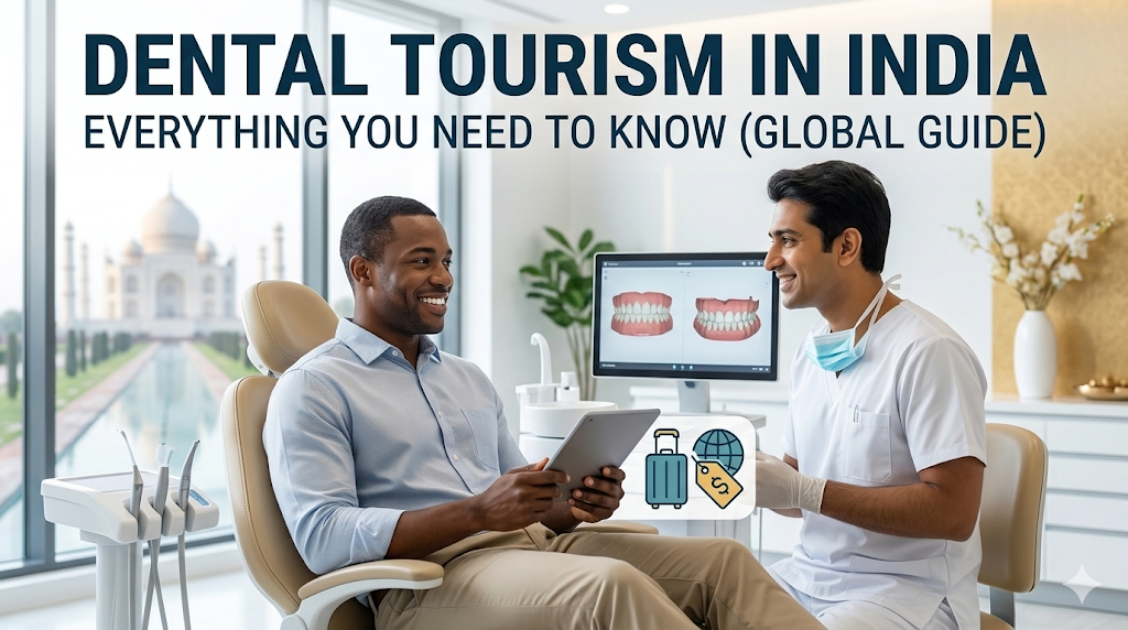 International patient discussing treatment plan in a modern, high-tech dental clinic in India